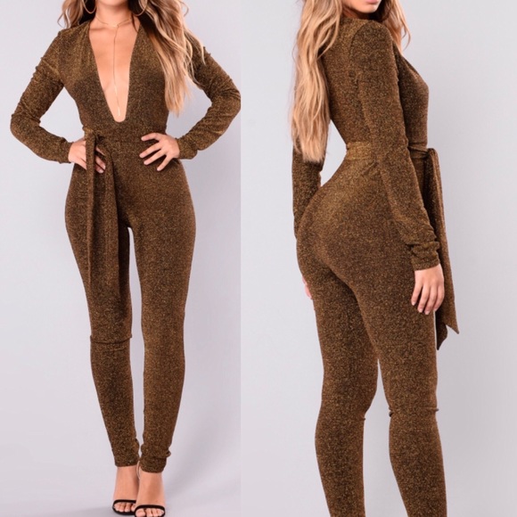 Pants - LAST 1 PRICE IS FIRM Gold jumpsuit with waist tie.